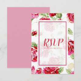Röd ros blommig tryckt spara datum RSVP-kort OSA Kort