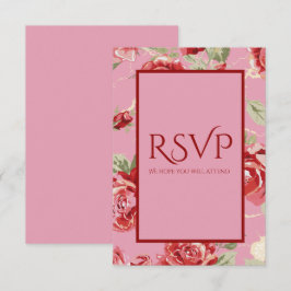 Röd ros blommig tryckt spara datum RSVP-kort OSA Kort