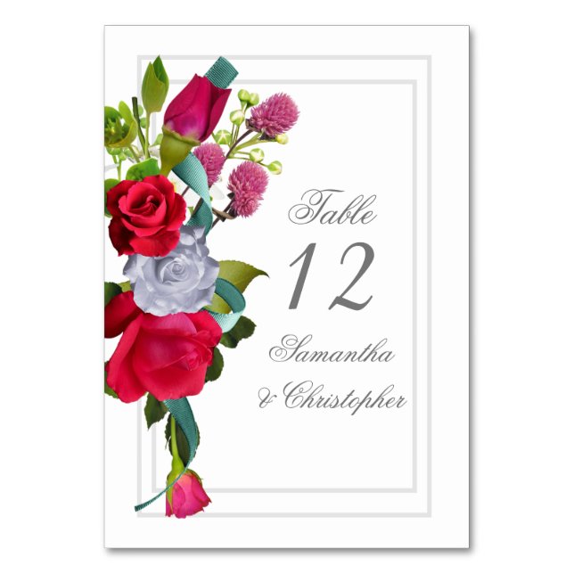 Röd ros blommigt bordsnummer (Framsidan)