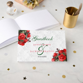 Röd ros Blommigt Bröllop - Guestbook Gästböcker