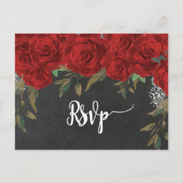 röd ros blommigt bröllop OSA vykort
