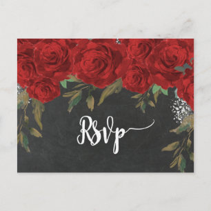 röd ros blommigt bröllop OSA vykort