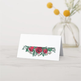 Röd ros Blommigt Bröllop Placeringskort