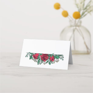 Röd ros Blommigt Bröllop Placeringskort