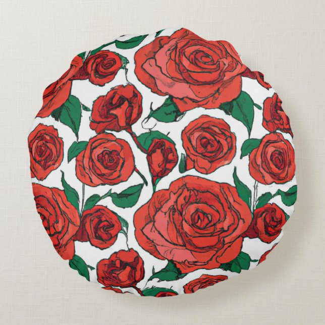 Röd ros Blommigt Design #1 Dekorativ kudde (Baksidan)
