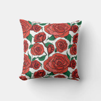 Röd ros Blommigt Design #1 Dekorativ kudde
