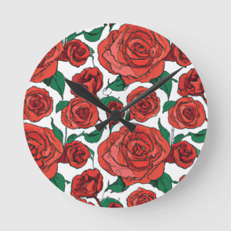 Röd ros Blommigt Design #1 Dekorativ kudde Rund Klocka