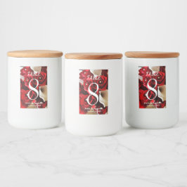 Röd ros Blommigt Elegant Flower Guld Bollar Bröllo Mat Etikett