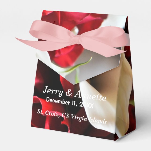 Röd ros Blommigt Elegant Flower Guld Bollar Bröllo Presentaskar (Framsidan Sidan)