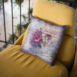 Röd ros Blommigt Ephemera Home Decor Kudde