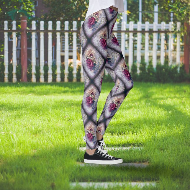 röd ros Blommigt Ephemera Leggings (Skapare uppladdad)
