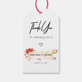 *~* Röd ros Blommigt Flower Tack Bröllop Presentetikett