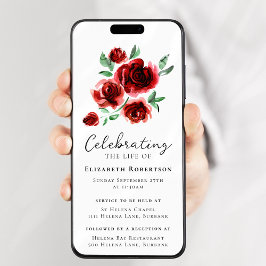 Röd ros Blommigt Funeral Digital Evite Inbjudningar