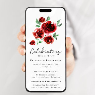 Röd ros Blommigt Funeral Digital Evite Inbjudningar