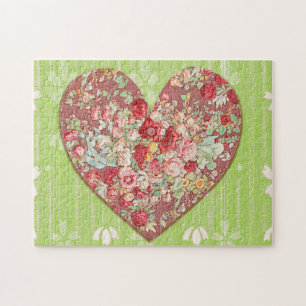 Röd ros Blommigt Heart Art Kärlek eller Valetins Pussel