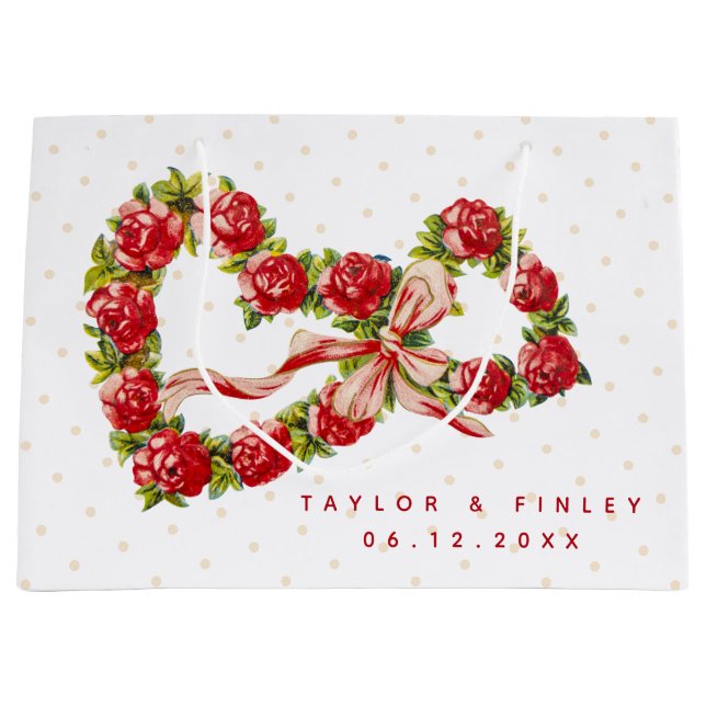 Röd ros Blommigt Hjärtkramper Elegant Utsöndring V (Framsidan)