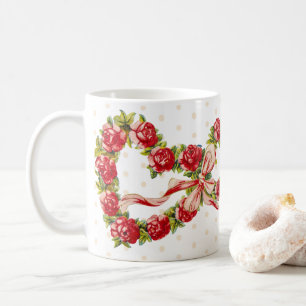 Röd ros Blommigt Hjärtkramper Elegant Utsöndring V Kaffemugg