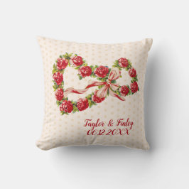 Röd ros Blommigt Hjärtkramper Elegant Utsöndring V Kudde