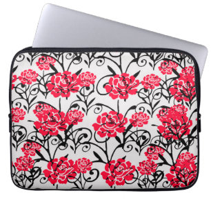 Röd ros Blommigt Illustration Mönster Design Laptop Fodral