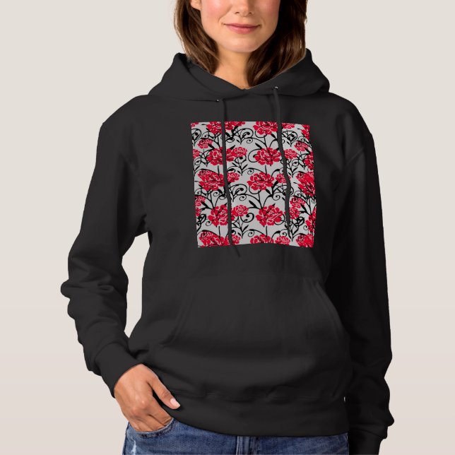 Röd ros Blommigt Illustration Mönster Design T Shirt (Framsida)