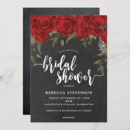 röd ros blommigt inbjudningskort för möhippan krit