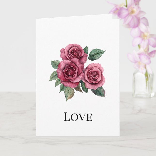 Röd ros Blommigt Kärlek Kort (Orkide)