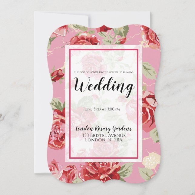 Röd ros blommigt klassisk hund av hedersannonserin meddelande (Framsida)