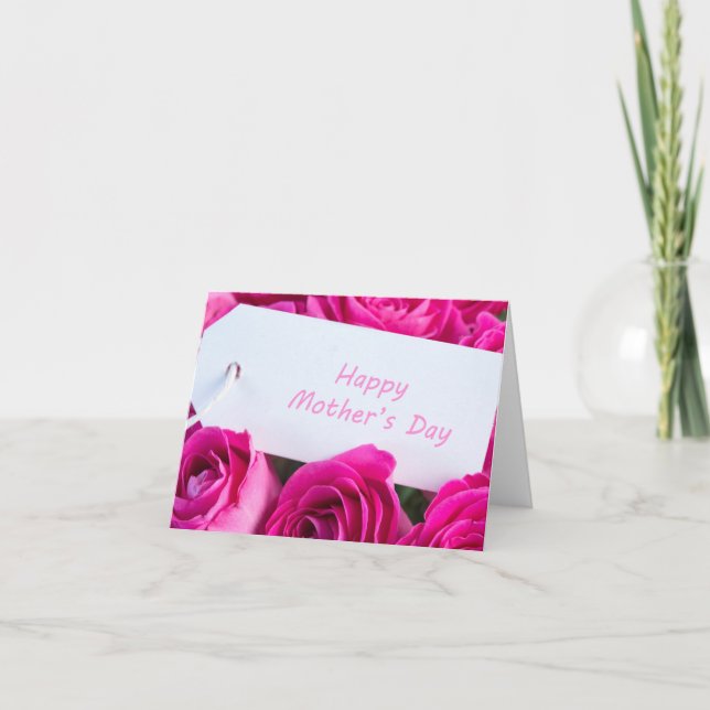 Röd ros blommigt Lycklig Mors dag-kort Helgkort (Framsida)