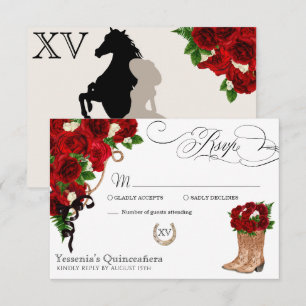 Röd ros Blommigt Mariachi Quinceanera OSA Kort