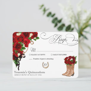 Röd ros Blommigt Mariachi Quinceanera OSA Kort