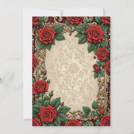 Röd ros Blommigt Parchment Background Bröllop Inbjudningar