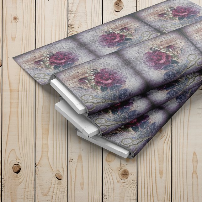 Röd ros Blommigt Sissar Ephemeral Mönster Tyg (Skapare uppladdad)