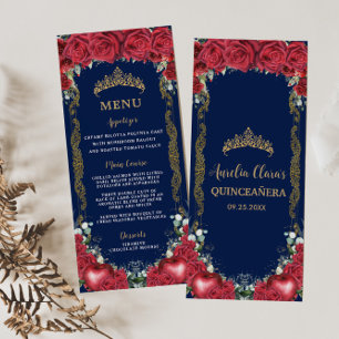 Röd ros Blommigt Snö White Apple Birthday Menu Program