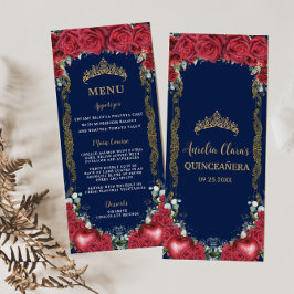 Röd ros Blommigt Snö White Apple Birthday Menu Program