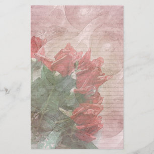 Röd ros Blommigt stationär kontorsmateriel - linje