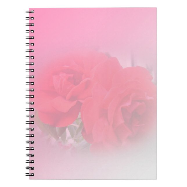 röd ros blommor anteckningsbok med spiral (Framsidan)