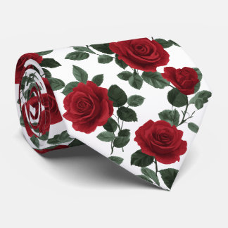 Röd ros blomster mönster slips