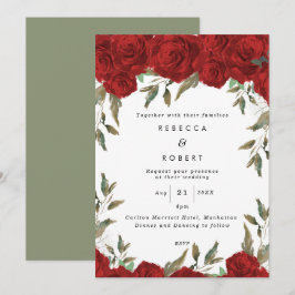 röd ros boho Modern bröllopsinbjudan Inbjudningar