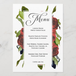 Röd ros Bouquet Blommigt Bröllop Menu Meny