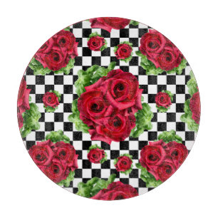 Röd ros Bouquet Blommigt Kärlek Rockabilly Checkat