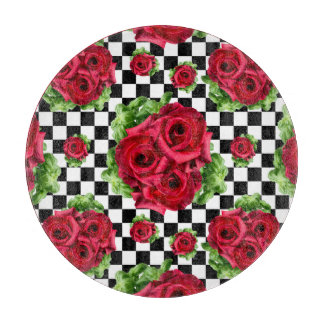 Röd ros Bouquet Blommigt Kärlek Rockabilly Checkat