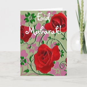 Röd ros bouquet Eid Mubarak Kort