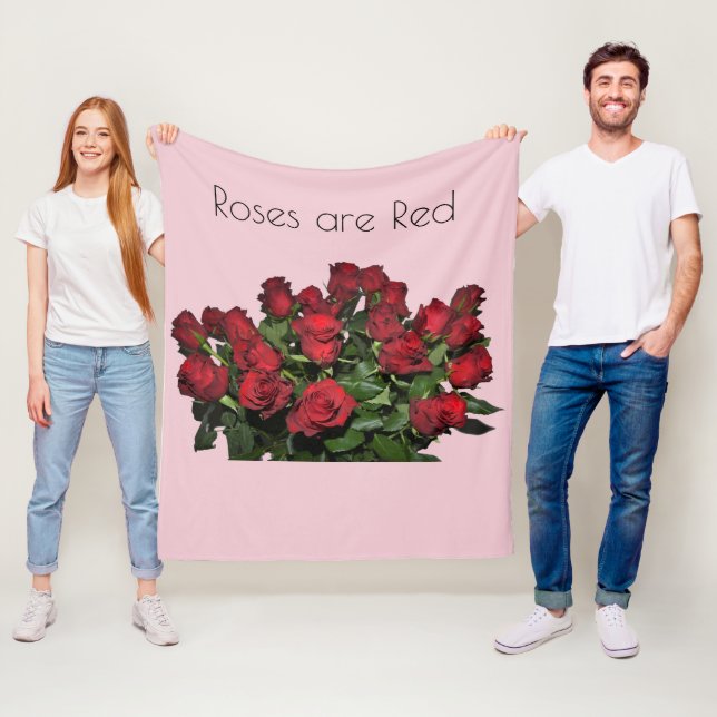 Röd ros Bouquet Fleecefilt (På plats)
