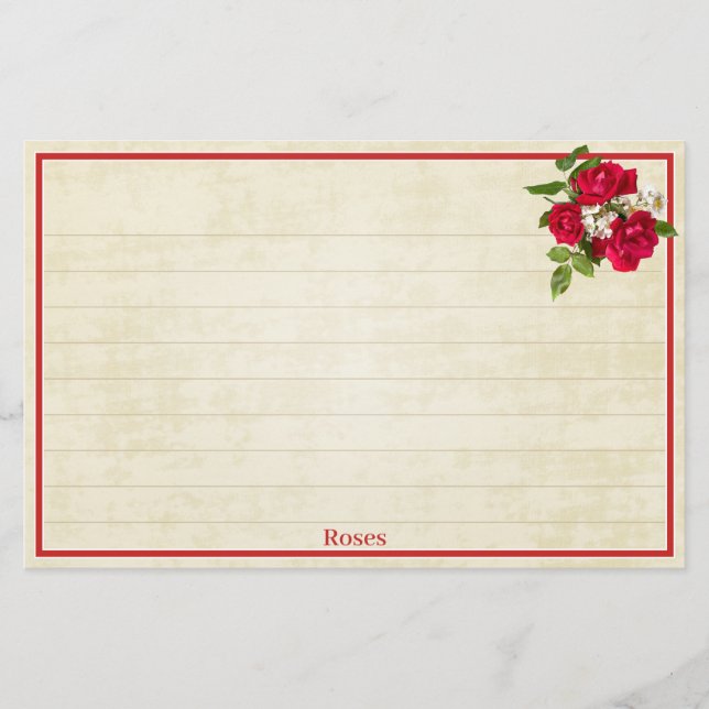 Röd ros Bouquet Floral Photography Cream BG Brevpapper (Framsida)