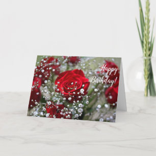 Röd ros Bouquet Grattis på födelsedagen-hälsningsk Kort
