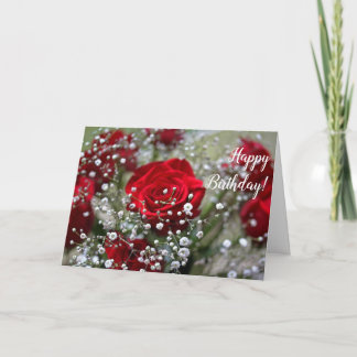 Röd ros Bouquet Grattis på födelsedagen-hälsningsk Kort