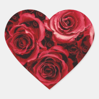 Röd ros Bouquet - Heart Bröllop kuvert Seal Hjärtformat Klistermärke