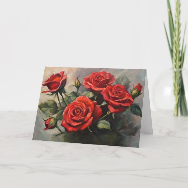 Röd ros Bouquet Kort (Framsida)
