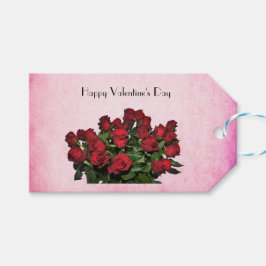 Röd ros Bouquet Presentetikett