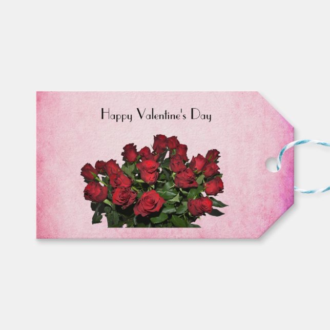 Röd ros Bouquet Presentetikett (Framsidan (Horisontell))